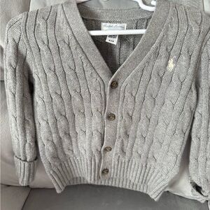 Ralph Lauren Light Gray Cable Knit Cardigan